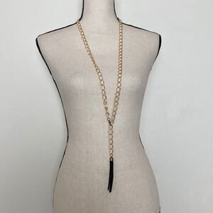 Gold adjustable necklace chain with tassel